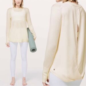 Lululemon Still At Ease Cashmere Blend Pullover Sweater Ivory Draped Open Back 6